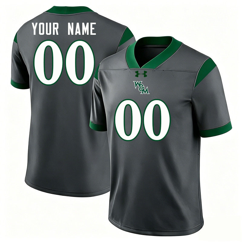 Custom William & Mary Tribe Name And Number Football Jerseys-Grey